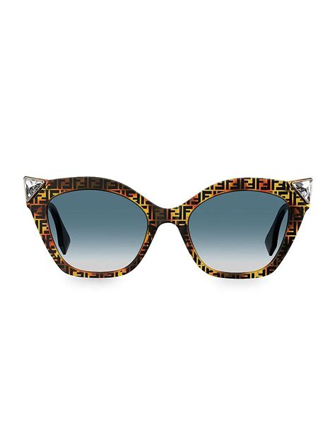 fendi havana cat sunglasses on face|fendi round 52mm sunglasses.